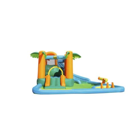Saltea gonflabila oasis 7 in 1, cu loc de joaca cu bile, tun cu apa, spatiu de catarat, doua tobogane, 30 bile plastic inlcuse - poza 3