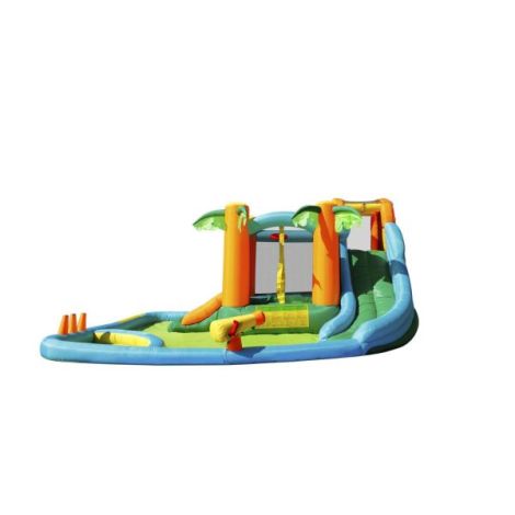 Saltea gonflabila oasis 7 in 1, cu loc de joaca cu bile, tun cu apa, spatiu de catarat, doua tobogane, 30 bile plastic inlcuse - poza 5