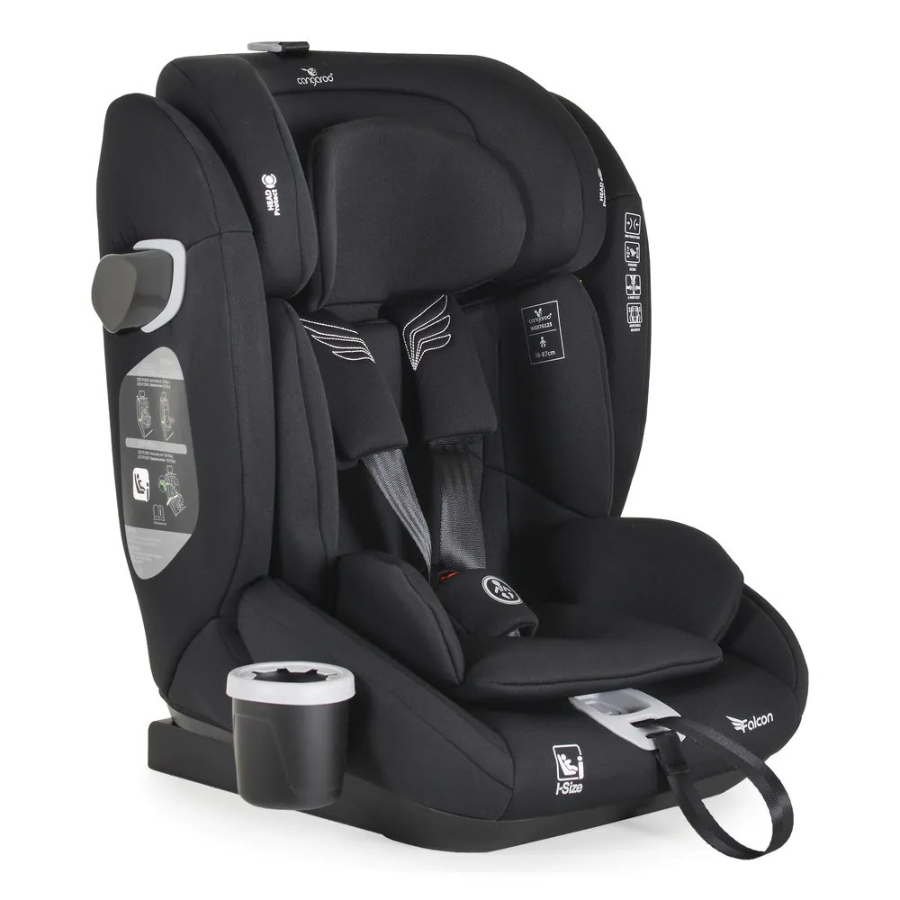 Scaun auto Cangaroo Falcon I-Size (76-150 cm) Pirate Black - poza 3