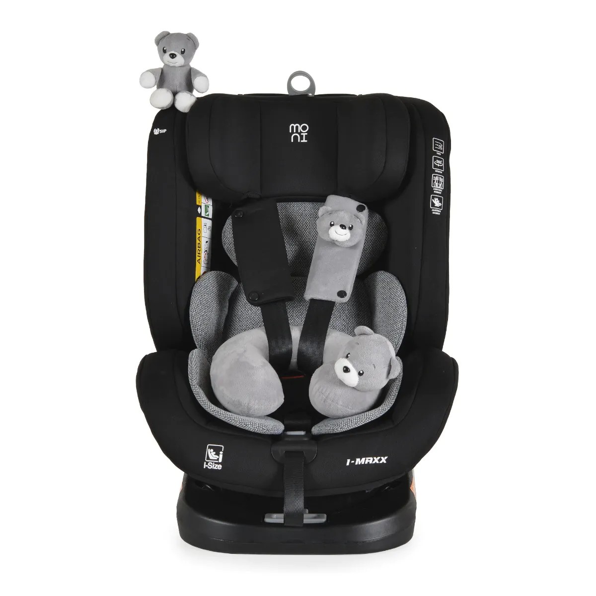 Scaun auto cu 2 jucarii si perna gat Moni i-Size i-Maxx 360 ISOFIX (40-150 cm) Gray - poza 2
