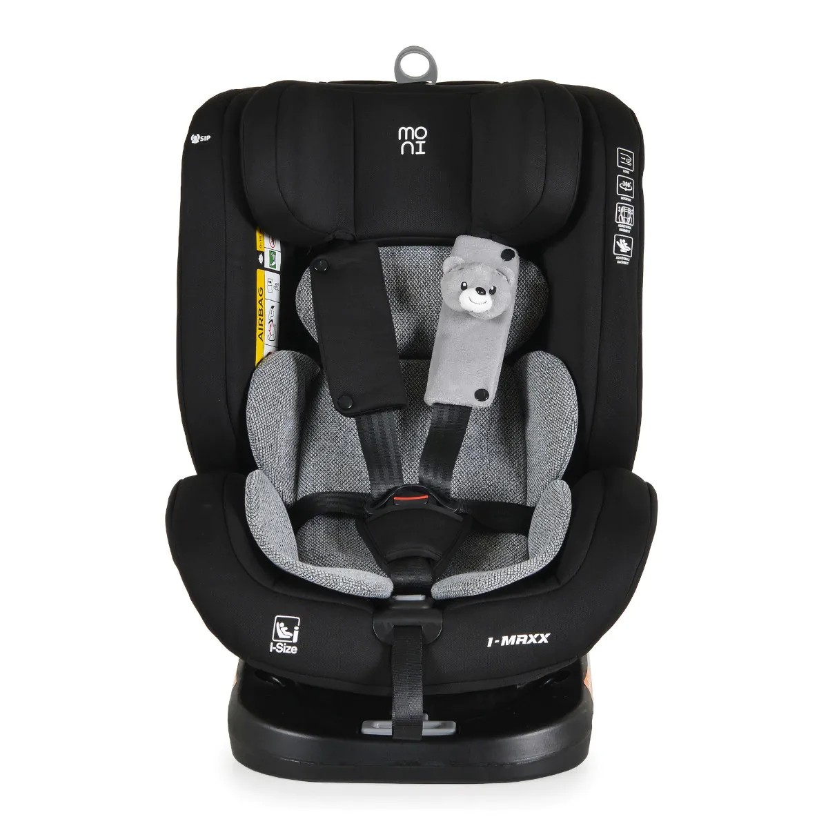 Scaun auto cu 2 jucarii si perna gat Moni i-Size i-Maxx 360 ISOFIX (40-150 cm) Gray - poza 3