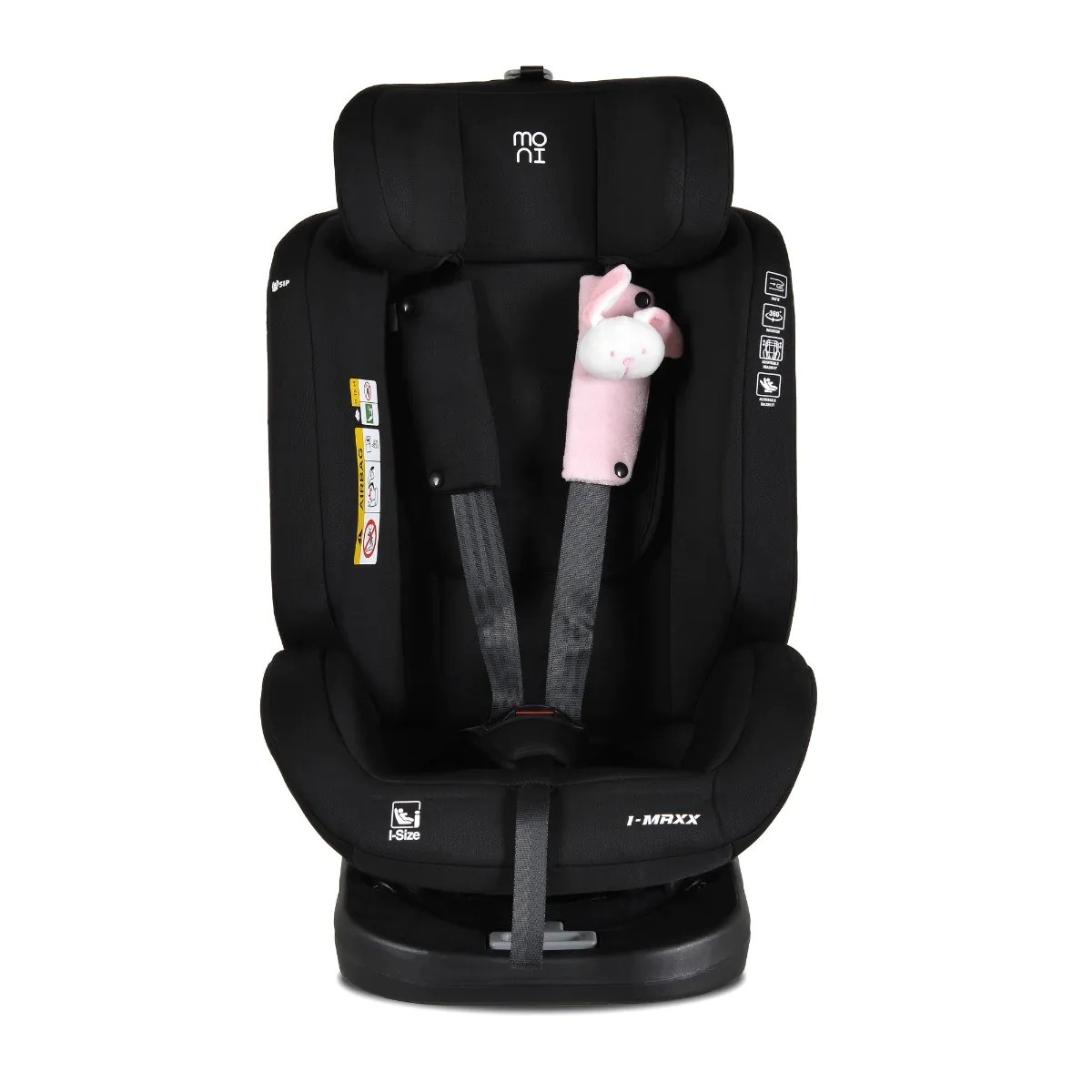 Scaun auto cu 2 jucarii si perna gat Moni i-Size i-Maxx 360 ISOFIX (40-150 cm) Pink - poza 3