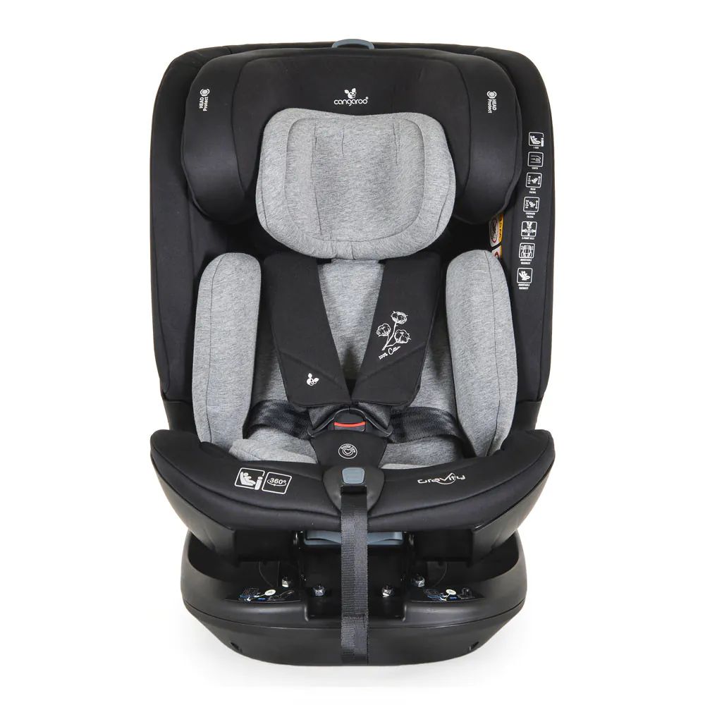 Scaun auto cu isofix Cangaroo I-Size Gravity 360 grade (40-150 cm) Gri - poza 2