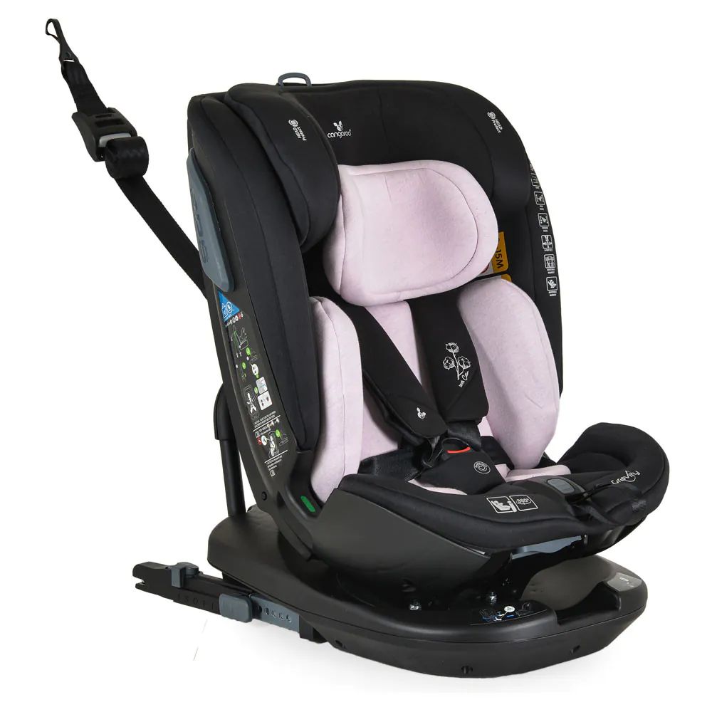 Scaun auto cu isofix Cangaroo I-Size Gravity 360 grade (40-150 cm) Roz/Negru - poza 1