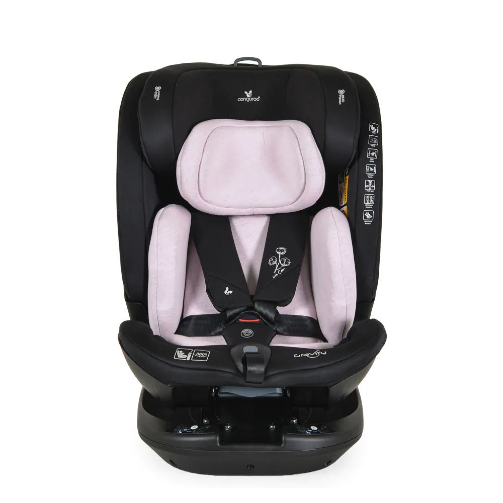 Scaun auto cu isofix Cangaroo I-Size Gravity 360 grade (40-150 cm) Roz/Negru - poza 2