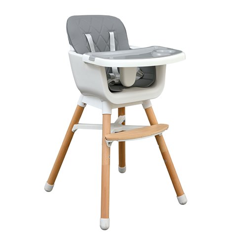 Scaun de masa pentru bebelusi Nordic, centura cu prindere in 5 puncte, reglabil inaltime, tava detasabila, ideal pentru cresa