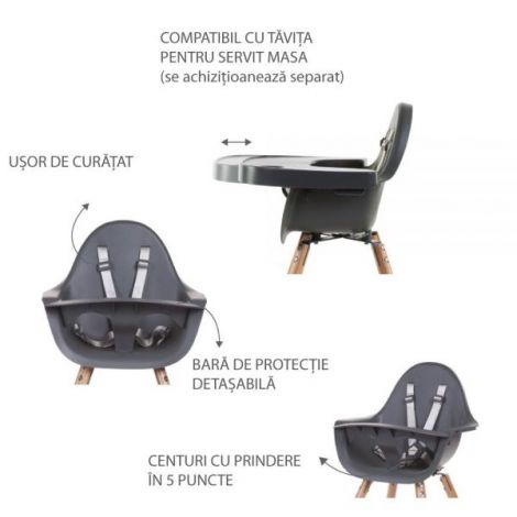 Scaun de masa reglabil in inaltime Childhome Evolu 2 Natural Antracit - poza 4