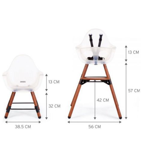 Scaun de masa reglabil in inaltime Childhome Evolu 2 Natural inchis Alb transparent - poza 2
