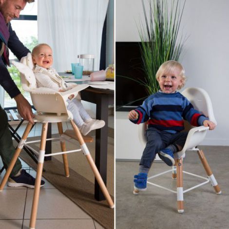 Scaun de masa reglabil in inaltime Childhome Evolu 2 Natural inchis Alb transparent - poza 3