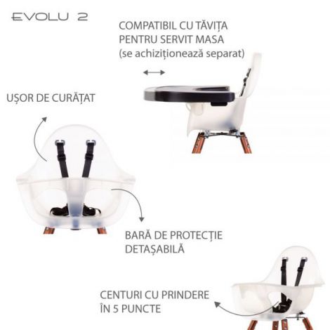 Scaun de masa reglabil in inaltime Childhome Evolu 2 Natural inchis Alb transparent - poza 5