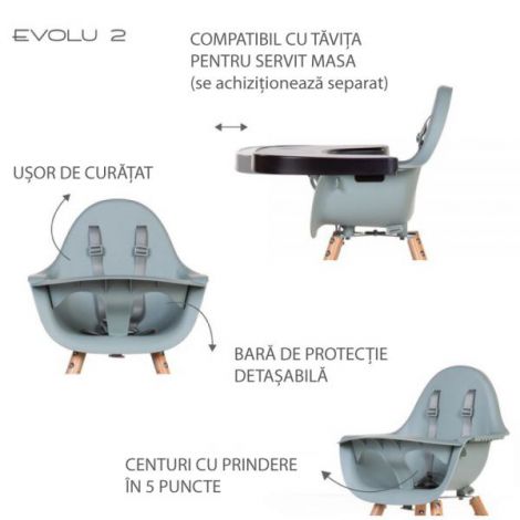 Scaun de masa reglabil in inaltime Childhome Evolu 2 Natural Menta - poza 5