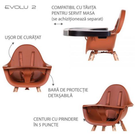 Scaun de masa reglabil in inaltime Childhome Evolu 2 Natural Ruginiu - poza 4