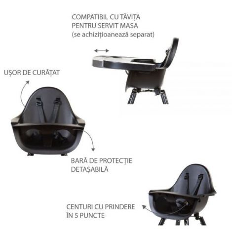 Scaun de masa reglabil in inaltime Childhome Evolu 2 Negru - poza 3