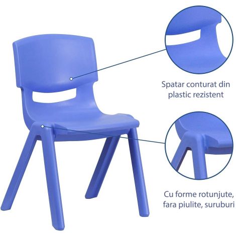 Scaun din plastic pentru gradinita – marimea 2 – turcoaz inchis - poza 2