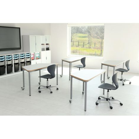 Scaun ergonomic rotativ mobil Flexi gri, respecta normativele scolare PN-EN 17291 si 2 din 2016 - poza 2