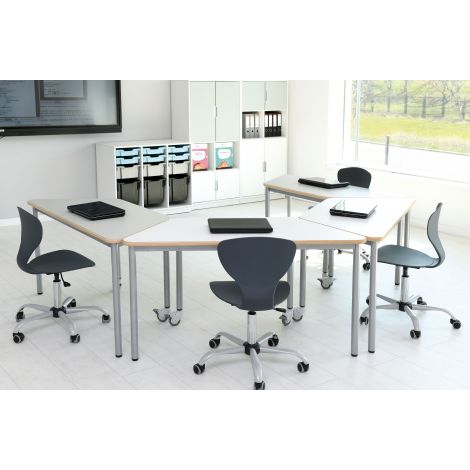 Scaun ergonomic rotativ mobil Flexi gri, respecta normativele scolare PN-EN 17291 si 2 din 2016 - poza 3