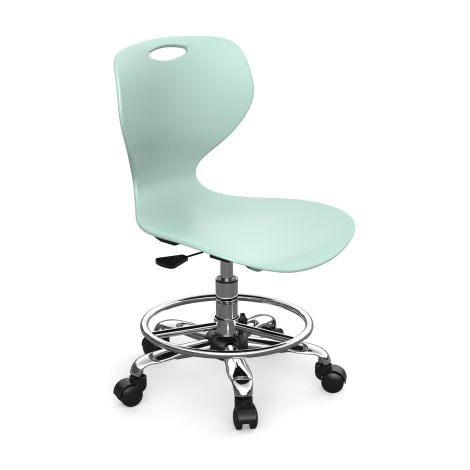 Scaun ergonomic scolar rotativ reglabil pe inaltime 46-66 cm, cu suport pentru picioare, culoare turcoaz inchis - poza 1