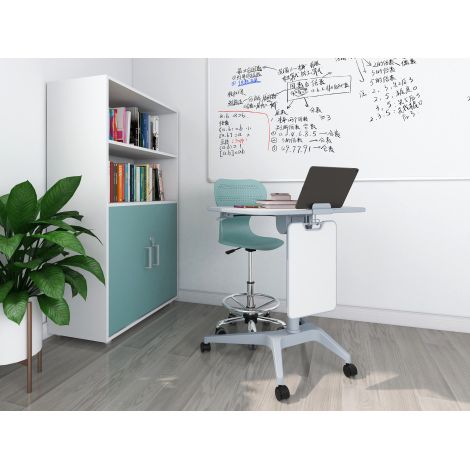 Scaun ergonomic scolar rotativ reglabil pe inaltime 46-66 cm, cu suport pentru picioare, culoare turcoaz inchis - poza 2
