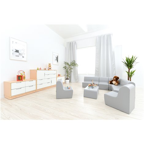 Scaun mediu gri din spuma, masura 1, 40 x 50,5 x 52,5 cm, 26 cm inaltime sezut, cresa si gradinita - poza 3