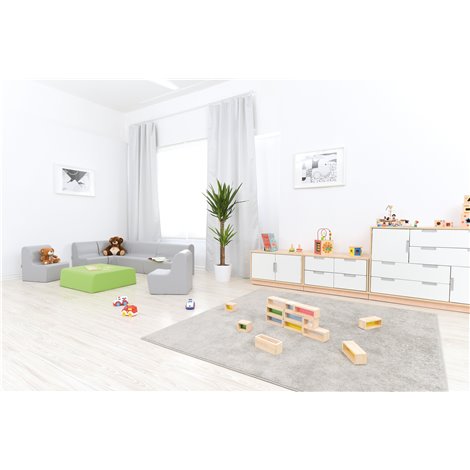 Scaun mediu gri din spuma, masura 1, 40 x 50,5 x 52,5 cm, 26 cm inaltime sezut, cresa si gradinita - poza 4