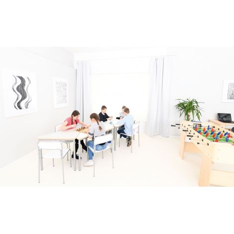 Scaun Next din plastic cu cadru din otel, stivuibil, alb - poza 2