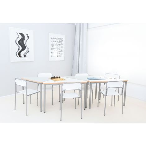 Scaun Next din plastic cu cadru din otel, stivuibil, alb - poza 3