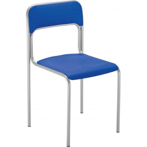 Scaun Next din plastic cu cadru din otel, stivuibil, albastru - poza 1