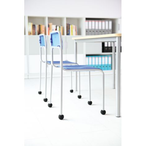 Scaun Next din plastic cu cadru din otel, stivuibil, albastru - poza 4