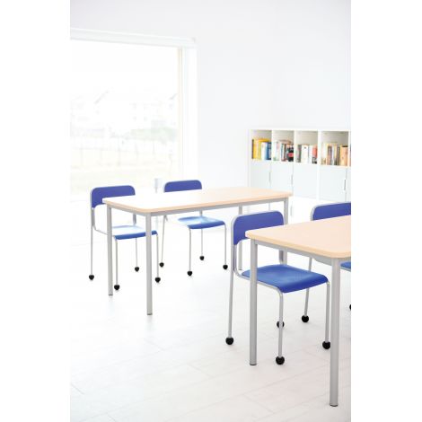 Scaun Next din plastic cu cadru din otel, stivuibil, albastru - poza 5