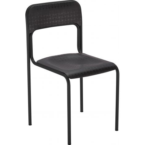 Scaun Next din plastic cu cadru din otel, stivuibil, negru - poza 1