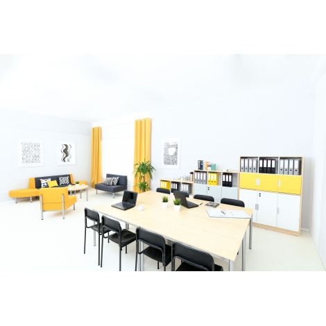 Scaun Next din plastic cu cadru din otel, stivuibil, negru - poza 2