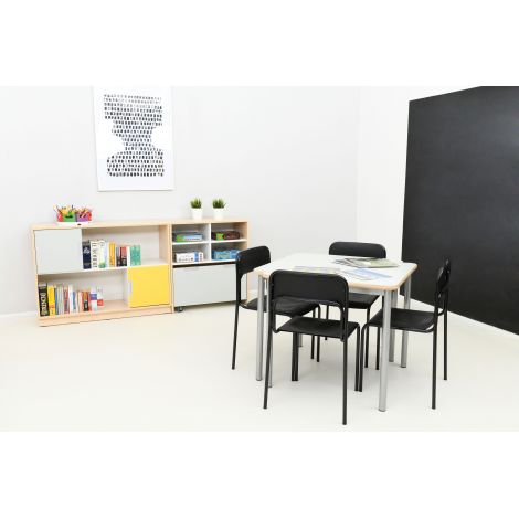 Scaun Next din plastic cu cadru din otel, stivuibil, negru - poza 3
