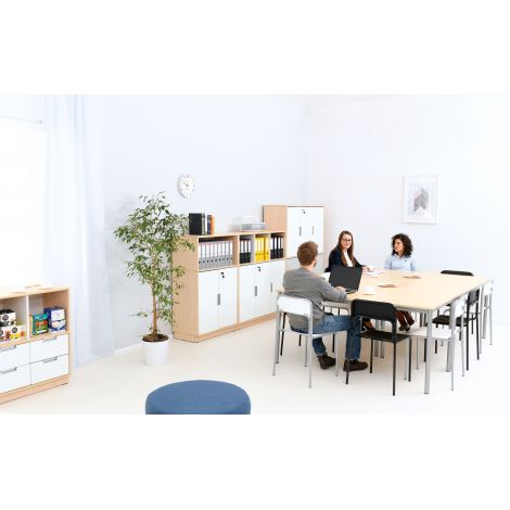 Scaun Next din plastic cu cadru din otel, stivuibil, negru - poza 5