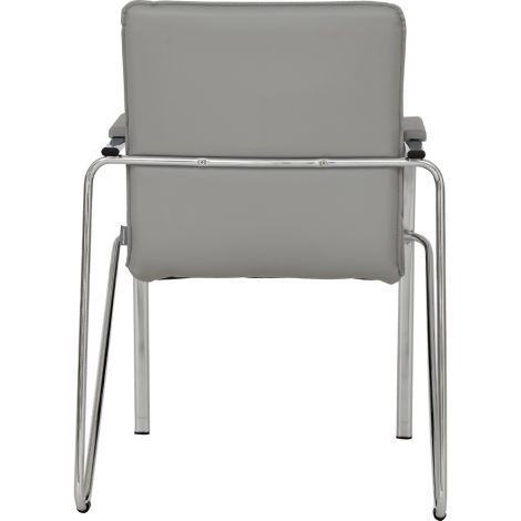 Scaun tapitat cu picioare din aluminiu, cotiere, stivuibil, negru - poza 2