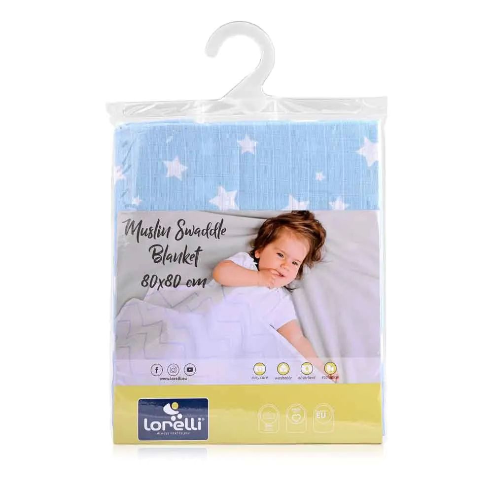 Scutec muselina Lorelli Nappy 80 x 80 cm Aquatic Star - poza 2