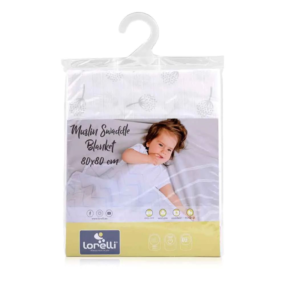 Scutec muselina Lorelli Nappy 80 x 80 cm Grey Floral - poza 2