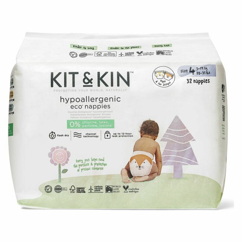 Scutece Hipoalergenice Eco, Kit&Kin, Marimea 4, 32 buc, De unica folosinta, 9-14 kg