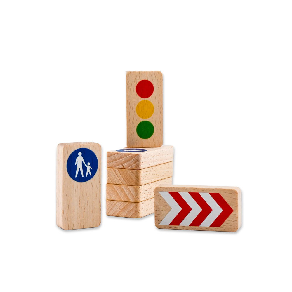 Semne de circulatie din lemn, 8 piese, Waytoplay multicolor