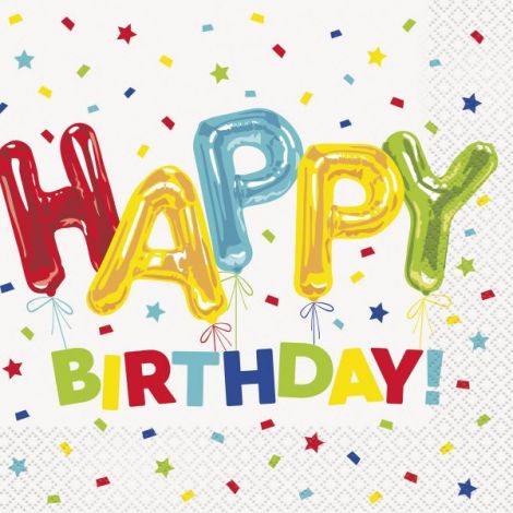 Servetele happy birthday confetti 33x33 cm - poza 2