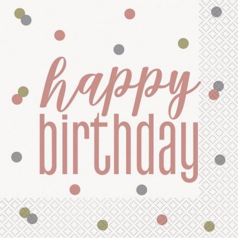 Servetele happy birthday roz 33x33 cm Unique UN84877 - poza 1