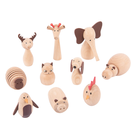 Set 10 animale din lemn Lumea Animalelor