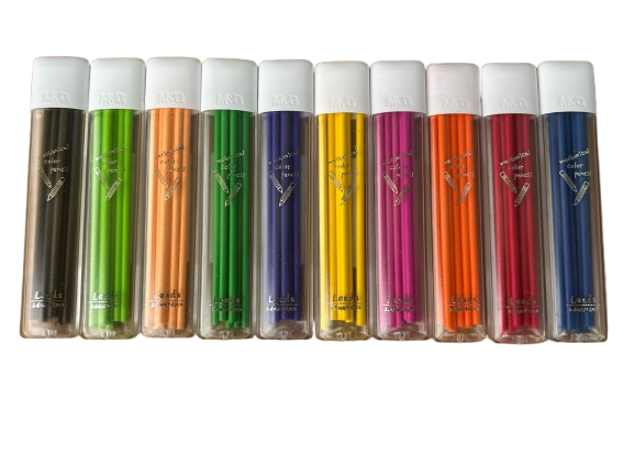 Set 10 cutii rezerve pentru creioane mecanice colorate, grosime scriere 2.6 mm, 10 culori set