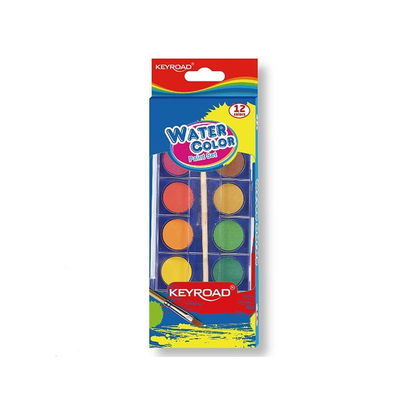 Set 12 acuarele cu pensula,carcasa plastic,12 culori