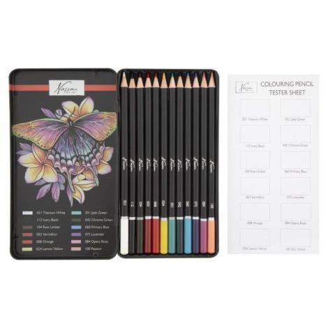 Set 12 creioane colorate, in cutie metalica, Fine Art, Nassau - poza 1