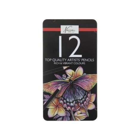 Set 12 creioane colorate, in cutie metalica, Fine Art, Nassau - poza 2