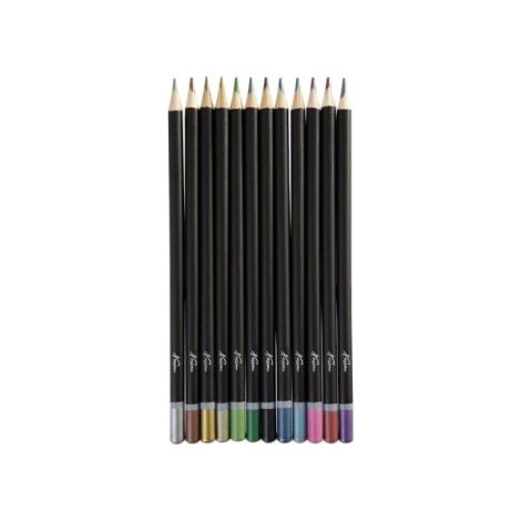 Set 12 creioane culori metalice, in cutie metalica, Fine Art, Nassau - poza 5