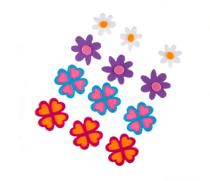Set 12 floricele din fetru pentru activitati crafts,4-5.5 cm