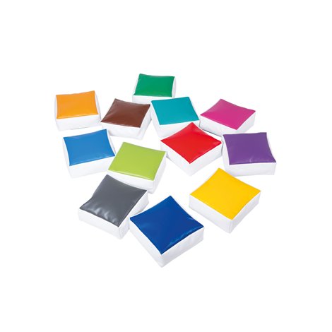 Set 12 pufuri Rainbow patrate umplute cu spuma si granule, 30 x 30 x 12 cm grosime, cresa si gradinita - poza 3