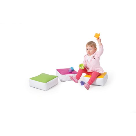 Set 12 pufuri Rainbow patrate umplute cu spuma si granule, 30 x 30 x 12 cm grosime, cresa si gradinita - poza 4