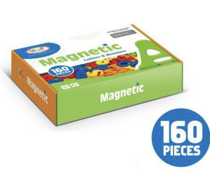 Set 160 piese magnetice, litere si numere, pentru invatare si joaca, 3 ani+